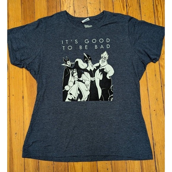 DISNEY VILLIAN'S Women's SZ XL IT'S GOOD TO BE BAD Short Sleeve T-Shirt Gray - Picture 1 of 10